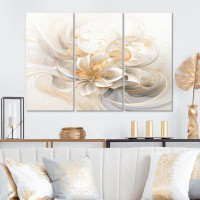 Everly Quinn Dreamy White Digital Spring Flowers II - Fractals Canvas Art Print Set