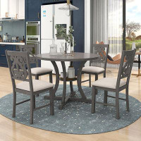Darby Home Co 5-Piece Round Dining Table And Chair Set With Special-Shaped Legs And An Exquisitely Designed Hollow Chair