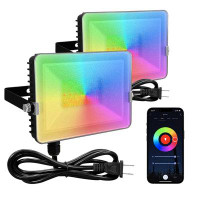GKOplus WiFi & Bluetooth Smart Control Colour Changing RGB+CW LED Flood Light (Set of 2)