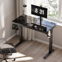 Inbox Zero Eureka Ergonomic 47" LED Glass Electric Height-Adjustable Standing Gaming Desk