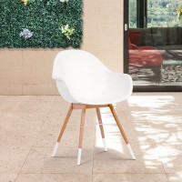 Kitsco Sedona Wood Modern Patio Dining Chairs With Teak Finish (Set Of 2)