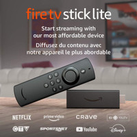 AMAZON FIRE TV STICK LITE WITH ALL-NEW ALEXA VOICE REMOTE, STREAMING MEDIA PLAYER - BRAND NEW
