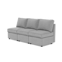 Bonzy Home 76.8'' Wide Breathable Fabric Cushion Back Armless Sofa With Under Seat Storage