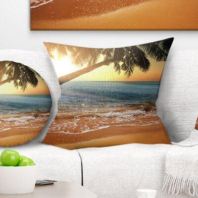 Made in Canada - East Urban Home Seashore Beautiful Sunset on Tropical Beach Pillow in Bedding