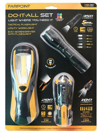 New - DO IT ALL TACTICAL FLASHLIGHT SET -- Awesome Gift Idea -- Great for Emergencies!