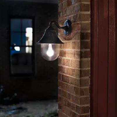 Lark Manor Aphton Black 1 - Bulb 13" H Solar Powered Outdoor Barn Light with Dusk to Dawn