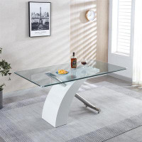 Ivy Bronx Stylish Dining Room Table, Luxury Glass Top Dining Table, Modern Design For Your House
