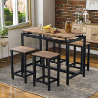 Audiohome 5-Piece Kitchen Counter Height Table Set, Dining Table With 4 Chairs