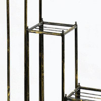 17 Stories 40, 29, 17 Inch 2 Tier Square Metal Plant Stand, Slatted, Set Of 3, Black, Gold