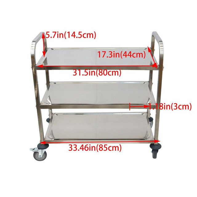 3-Shelf Stainless Steel Kitchen Restaurant Utility Cart Hand Truck (#190020) in Other Business & Industrial in Toronto (GTA) - Image 2