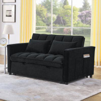 surfree 54" W 3-In-1 Sleeper Sofa Convertible Sofa Bed, Adjustable Backrest With Side Pockets And 2 Pillows
