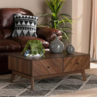 George Oliver George Oliver Hartman Mid-Century Modern Walnut Brown Finished Wood Coffee Table