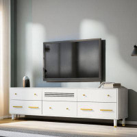Afia Premium Collection 78.7'' Wide Modern Tv Stand With A Cabinet And Five Drawers