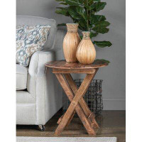 Crestview Collection Andrea 21" Solid Wood Circular Fold-in-Half Portable Folding Table