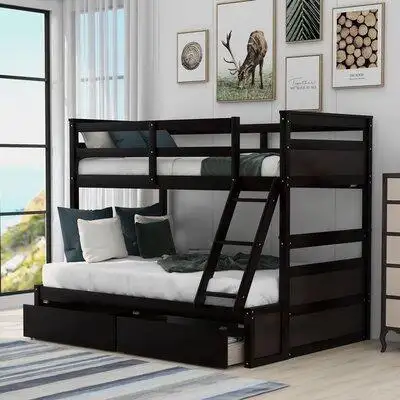 Harriet Bee Coghill Twin Over Full 2 Drawer Solid Wood Standard Bunk Bed by Harriet Bee