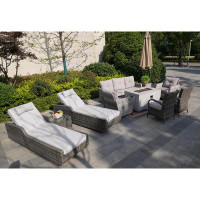 Red Barrel Studio 4 Piece Rattan Complete Patio Set with Cuhions