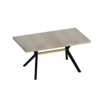 17 Stories 62.99"- 78.74"Retro Rectangular Stretch Table, Grey Carole Top, Black Embossed Centre Plate, Walnut Colour Be