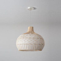 Bay Isle Home™ 1-Light White Hand-Woven Basket Chandelier for Living Room
