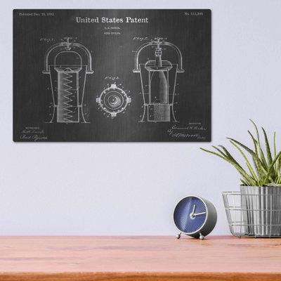 17 Stories 'Wine Cooler Vintage Patent Blueprint' By Epic Portfolio, Metal Wall Art in Other