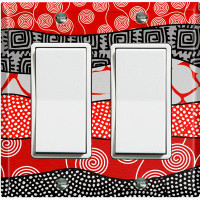 WorldAcc Metal Light Switch Plate Outlet Cover (Safari Pattern African Tribal Red Stripes   - Single Toggle)