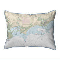 East Urban Home Clinton Harbour to Westbrook Harbour, CT Nautical Map Large Corded Indoor/Outdoor Pillow 16x20