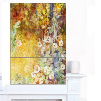 Design Art 'Little Flowers with Soft Green Leaves' 3 Piece Graphic Art on Wrapped Canvas Set