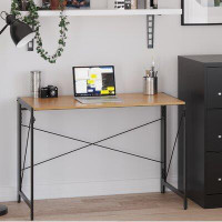 17 Stories 43 inch Folding Home Office Desk for Home or Office, Black / Teak