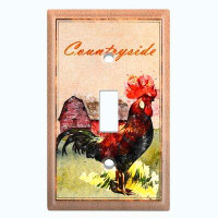 WorldAcc Metal Light Switch Plate Outlet Cover (Animal Farm Country Side Brown Chicken For Kitchen - Single Toggle)