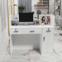 Ebern Designs Modern Reception Desk Front Desk Counter With Lockable Drawers And Moveable Shelves