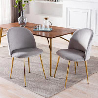Brayden Studio Brayden Studio® Modern Dining Chairs, Velvet Upholstered Accent Chairs With Gold Metal Legs, Side Chair,