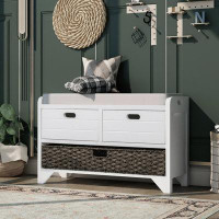 Red Barrel Studio Storage Bench with Removable Basket and 2 Drawers