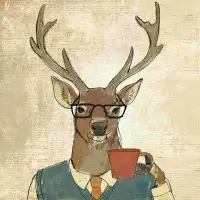 Winston Porter Hipster Deer Coffee 2 - peinture sur toile tendue
