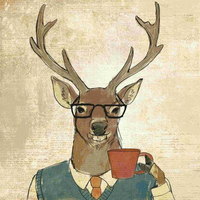 Winston Porter Hipster Deer Coffee 2 - peinture sur toile tendue in Hobbies & Crafts in Québec