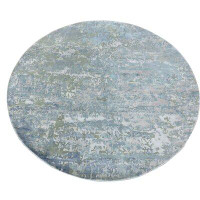 Isabelline One-of-a-Kind Fachtna Hand-Knotted Blue 6' Round Silk Area Rug
