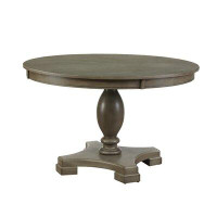 Gracie Oaks Hennessy Dining Table with Single Pedestal in Grey Oak