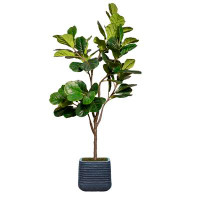 Primrue 74.57" Artificial Fiddle Leaf Fig Tree in Planter