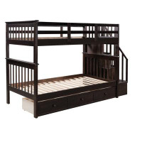 Harriet Bee Stairway Bunk Bed With Three Drawers For Bedroom