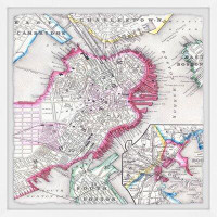 Trinx Vintage Map Of Boston Harbour II by Trinx - Picture Frame Print