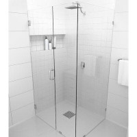 Glass Warehouse Illume 54 in. x 45.5 in. x 78 in. 90-degree Fully Frameless Wall Hinged Glass Shower Enclosure
