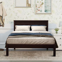 Winston Porter Retro Stylish Style Twin Size Wooden Platform Bed Frame With Headboard,Suit For Bedroom