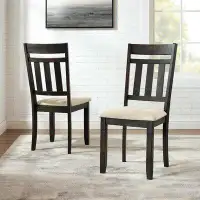 Gracie Oaks Dunblane Linen Slat Back Side Chair in Slate