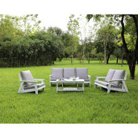 Hokku Designs 4-piece Conversation Patio Set, Hips Weather Resistance Outdoor Sofa And Coffee Table, White/grey