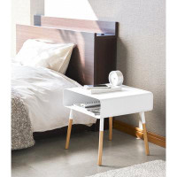 Yamazaki Home Plain Yamazaki Home Side Table With Storage Shelf, Living Room Bedroom Couch End Accent Table, Steel