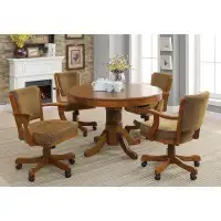 Lark Manor Mitchell 5-Piece Game Table Set Amber And Brown