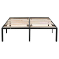 Ebern Designs 14" Metal Platform Bed Frame With Wood Slats Support,Full,Black