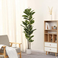 Primrue Tall Faux Ficus Tree Potted Fake Tropical Plants Decorative House Plants Large Floor Plants Artificial Trees For