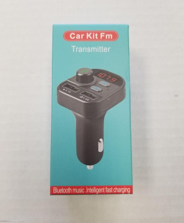 CAR KIT BLUTOOTH FM TRANSMITTER WITH 2 USB PORTS, 5V 3.1A CAR CHARGER, WIRELESS HANDS-FREE CALLING in General Electronics in Toronto (GTA)