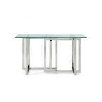 Orren Ellis Modrest Valiant Modern Glass & Stainless Steel Console Table