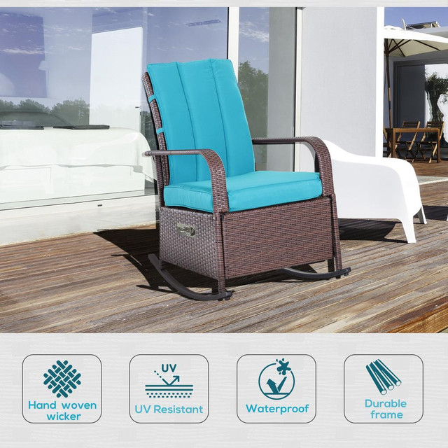 Rocking Recliner 24.8" x 33.1" x 37.4" Turquoise in Patio & Garden Furniture - Image 4