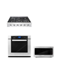 Cosmo 3 Piece Kitchen Package With 36" Slide-in Gas Cooktop 24.4" Built-in Countertop Microwave 30" Single Electric Wall
